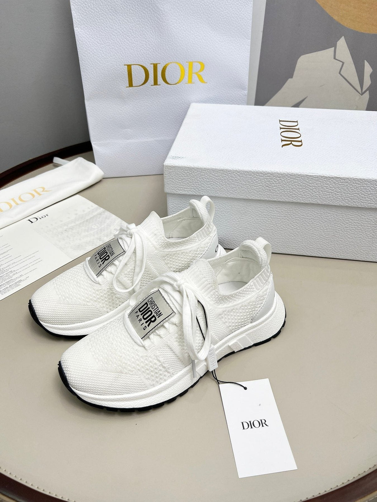 Dior Knit Lace-Up Sneakers - Padded Collar