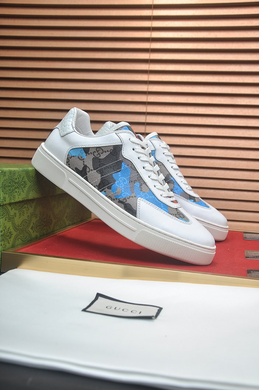 Gucci Men's Patterned Panel Low-Top Sneakers - Contrast Sole