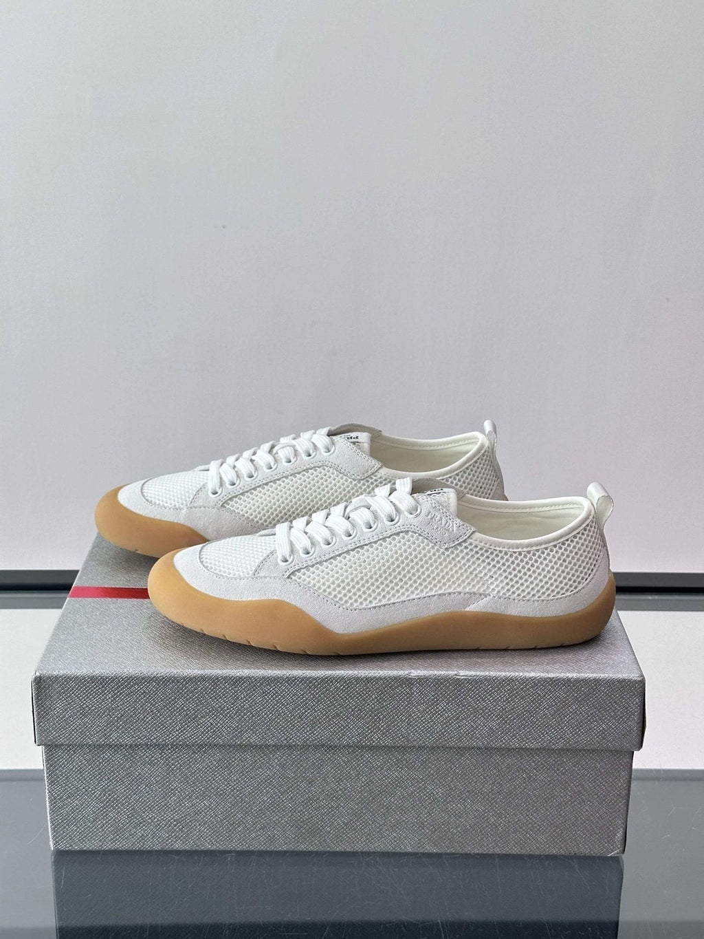 Prada Men's Low-Top Perforated Sneakers