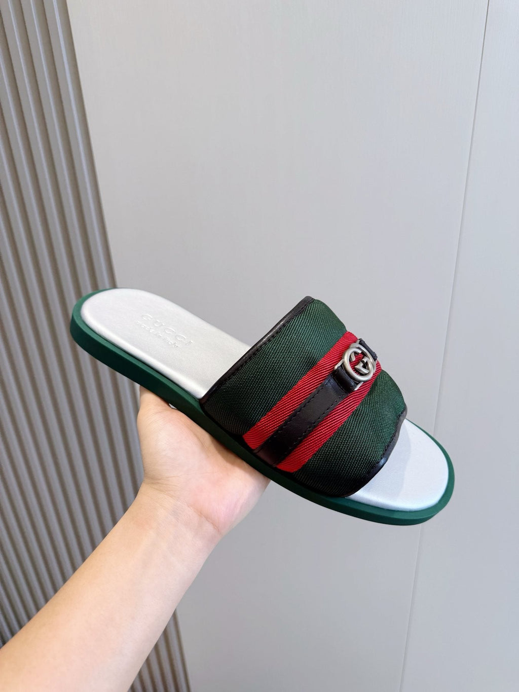 Gucci Men's Interlocking G Stripe Slide Sandals