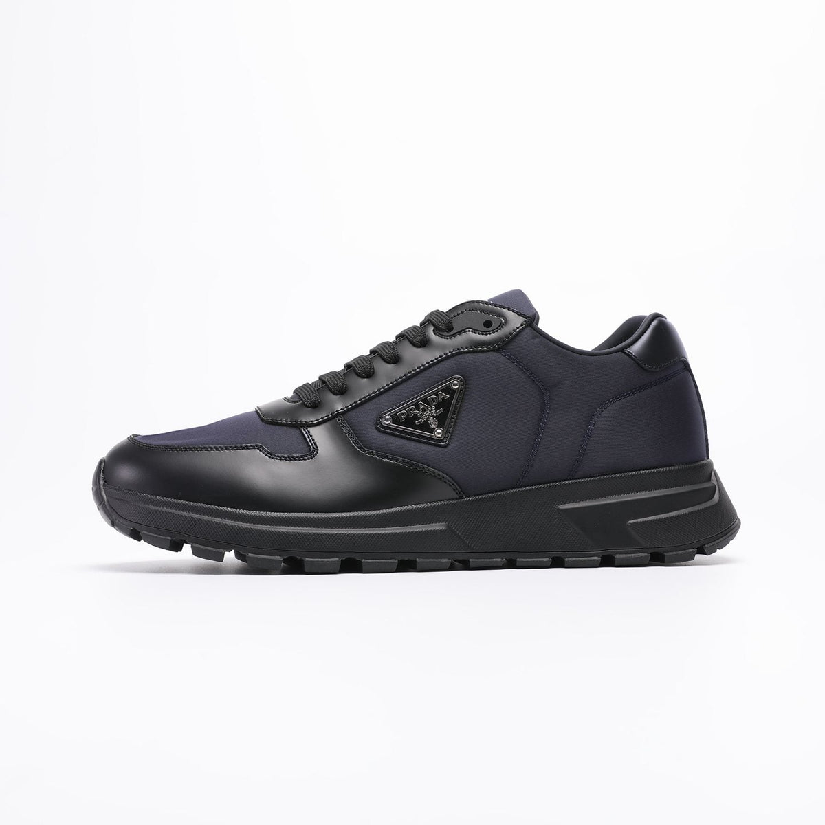 Prada Men's Triangle Plaque Low-Top Sneakers - Lugged Outsole