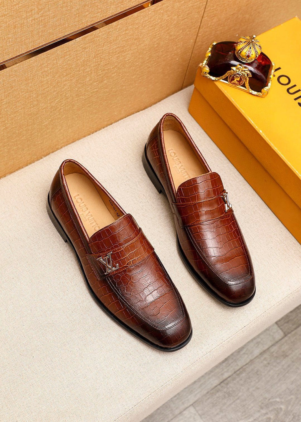 Louis Vuitton Embossed Metal-Accent Loafers