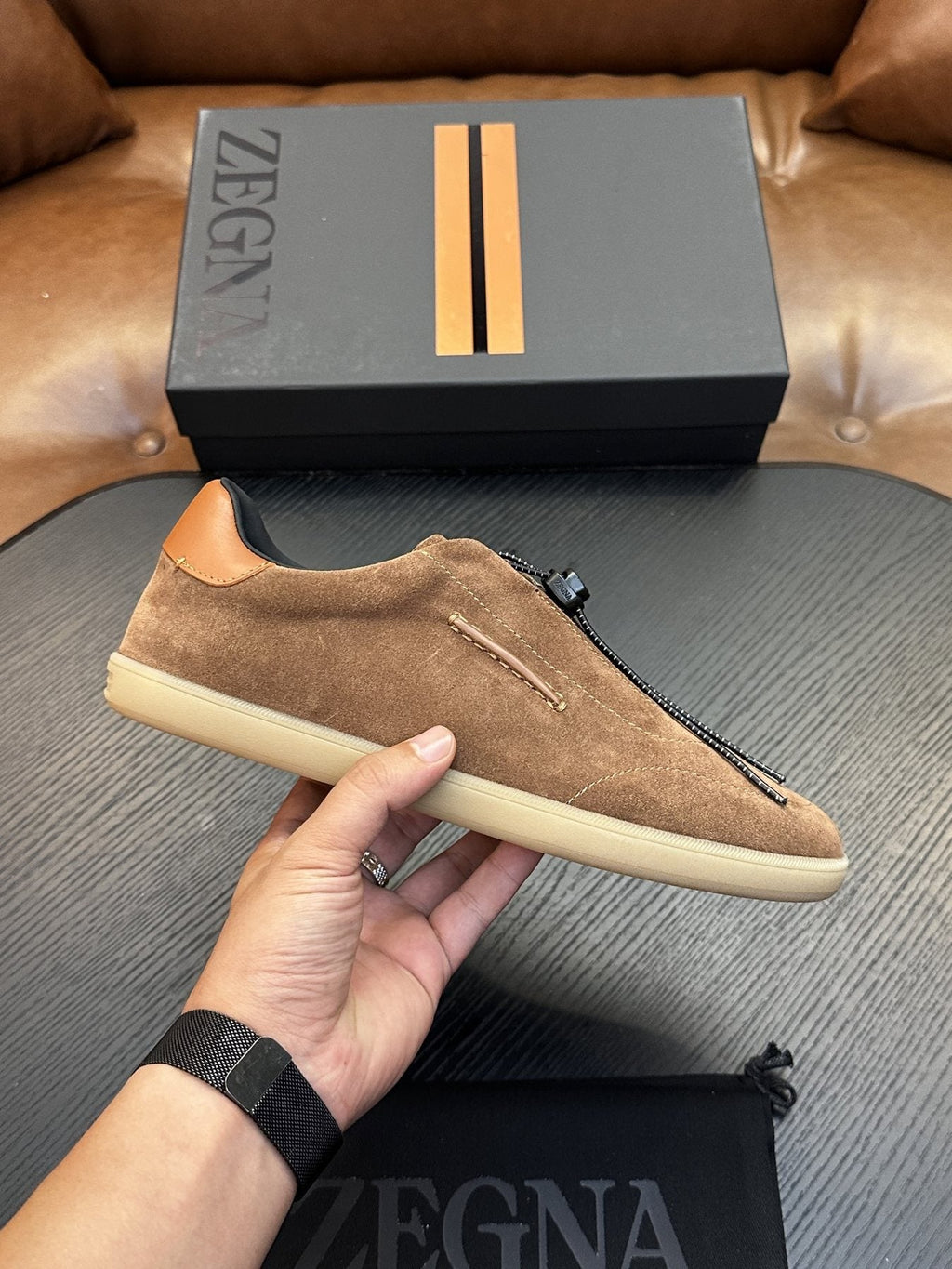Zegna Triple Stitch Low-Top Sneakers