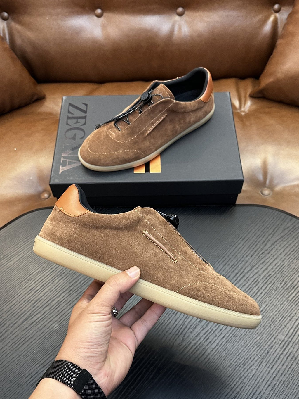 Zegna Triple Stitch Low-Top Sneakers