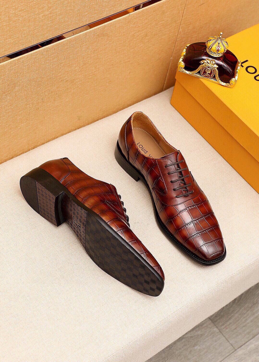 Louis Vuitton Embossed Lace-Up Dress Shoes