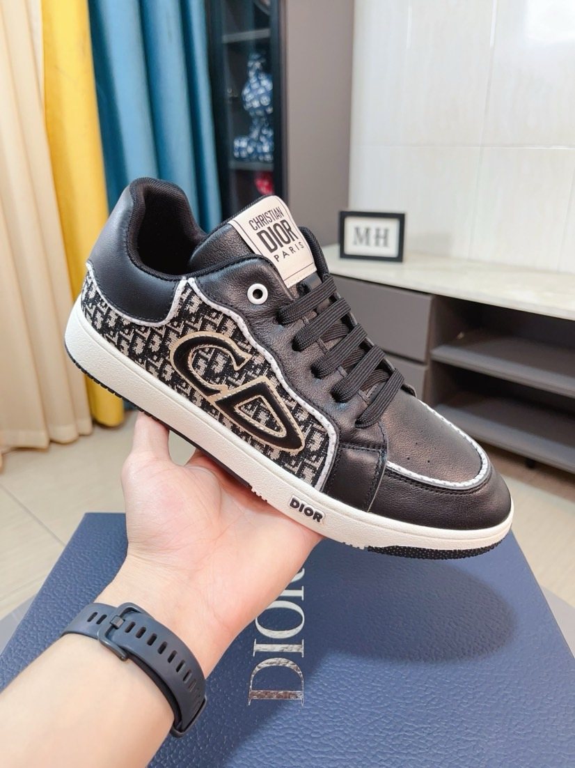 Dior Men's Patterned Panel Low-Top Sneakers
