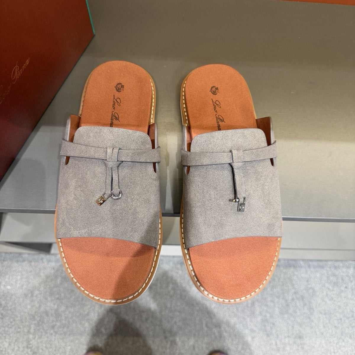 Loro Piana Men's Leather Slide Sandals - Leather Upper And Lining