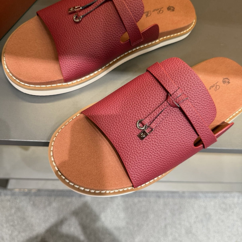 Loro Piana Men's Leather Slide Sandals - Leather Upper And Lining