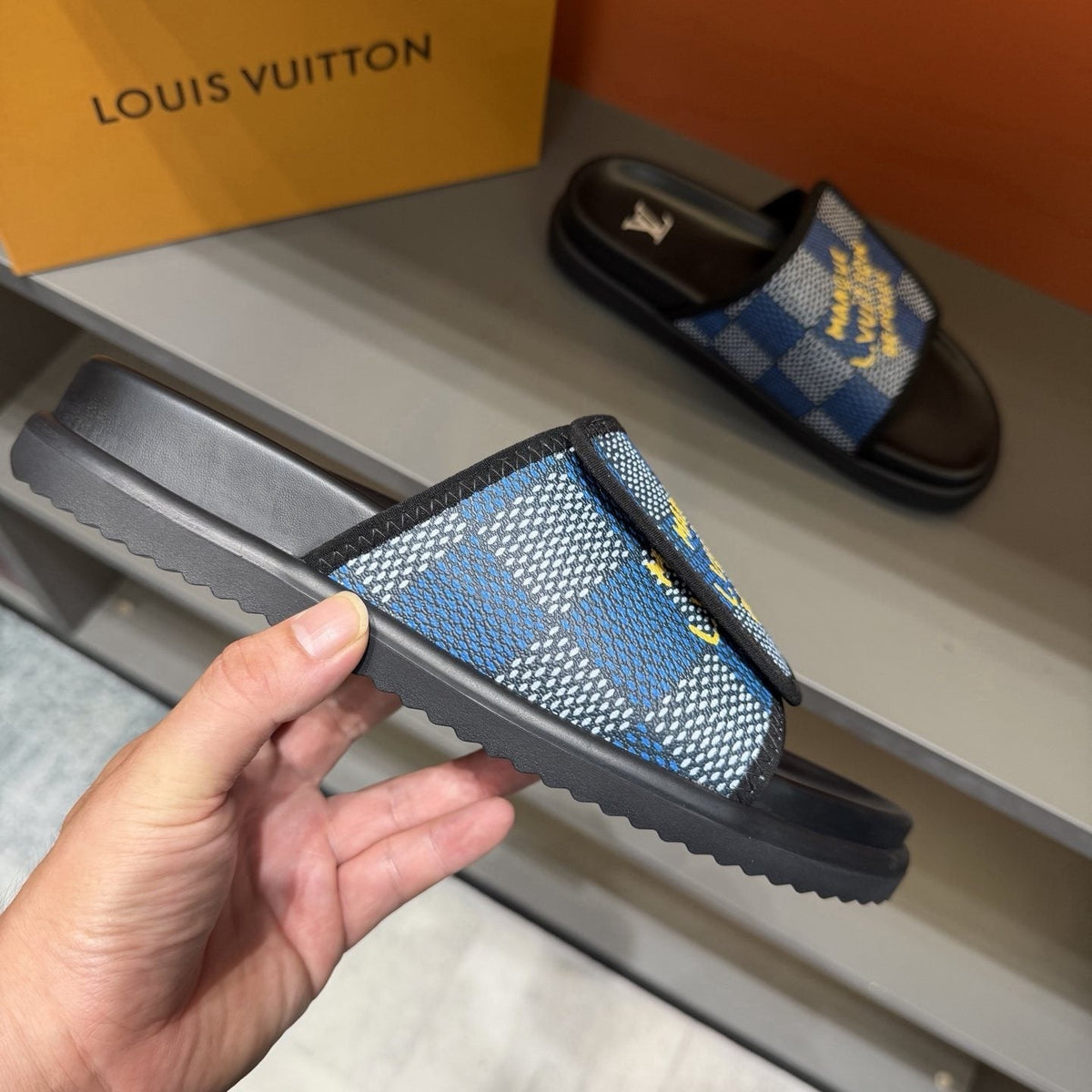 Louis Vuitton Graphic Strap Slide Sandals - Contoured Footbed