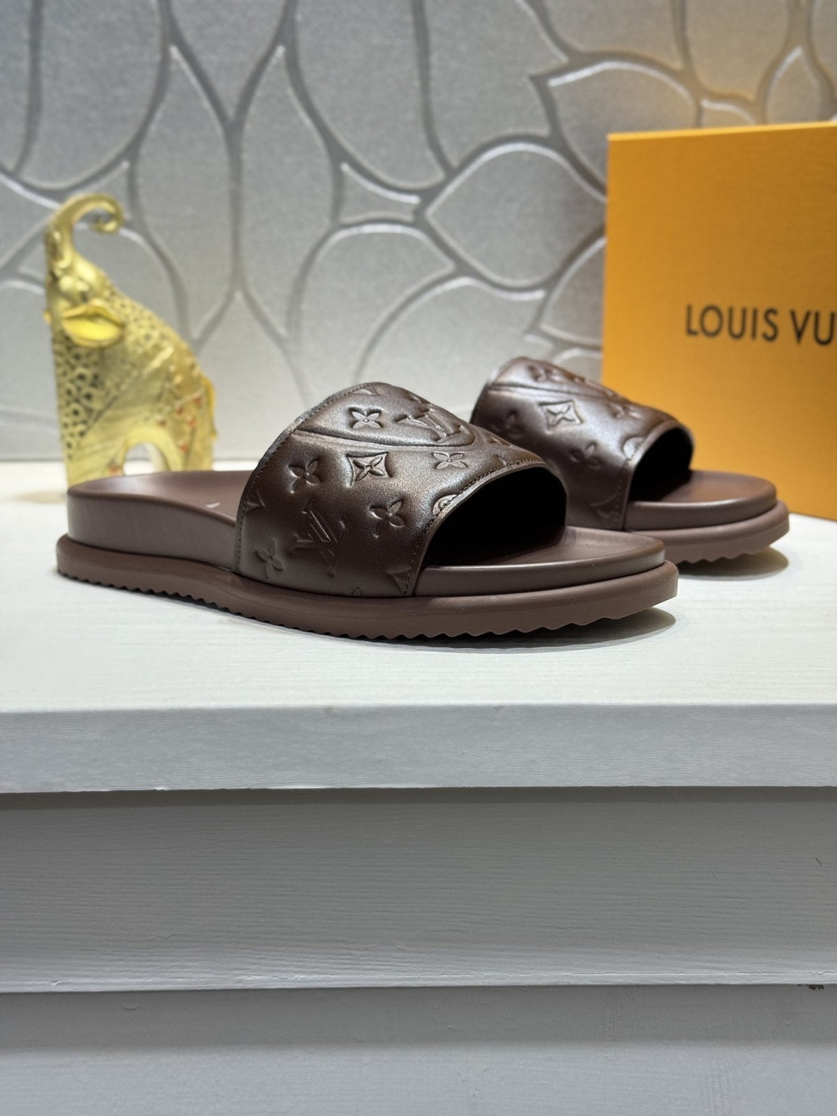 Louis Vuitton Embossed Slide Sandals