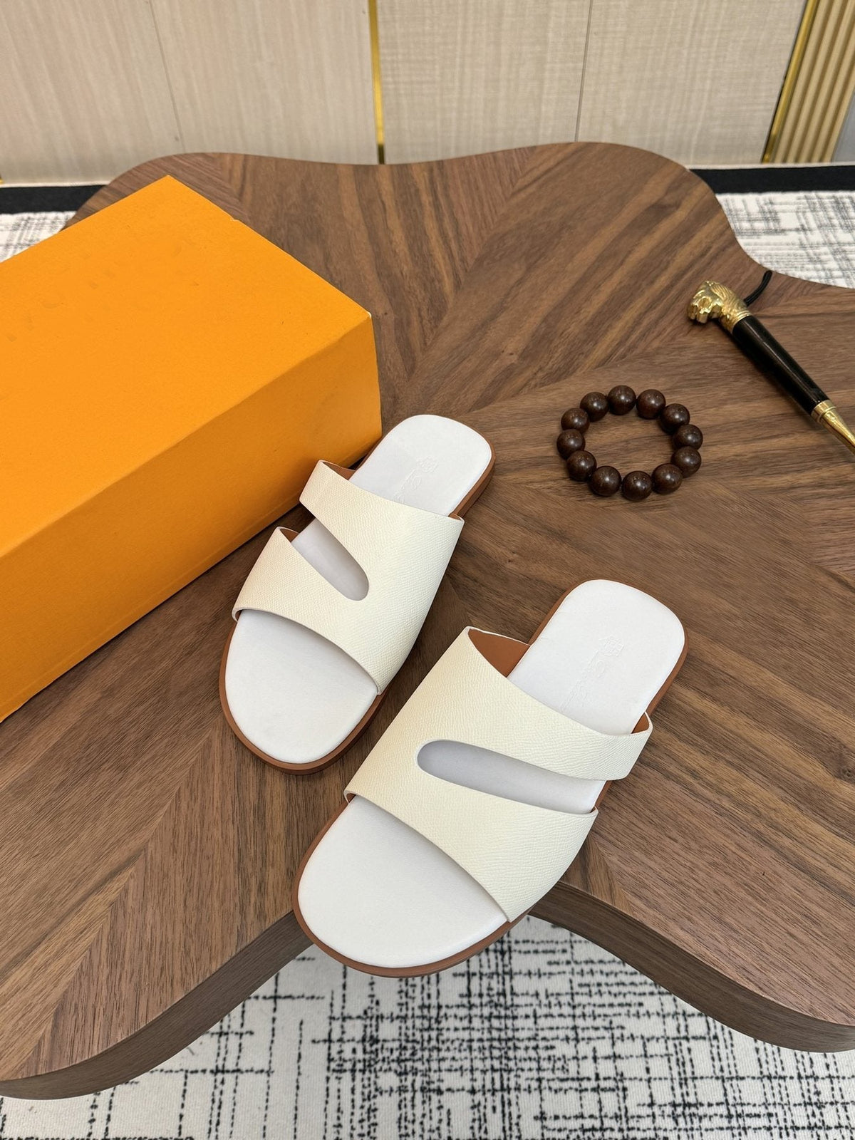 Loro Piana Cross-Strap Slide Sandals